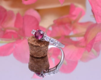 Rhodolite Garnet 925 Sterling Silver Ring ~ Natural Garnet Gemstone Fancy Ring ~Statement Ring ~Boho Ring ~Dainty Handmade Ring Gift For Her