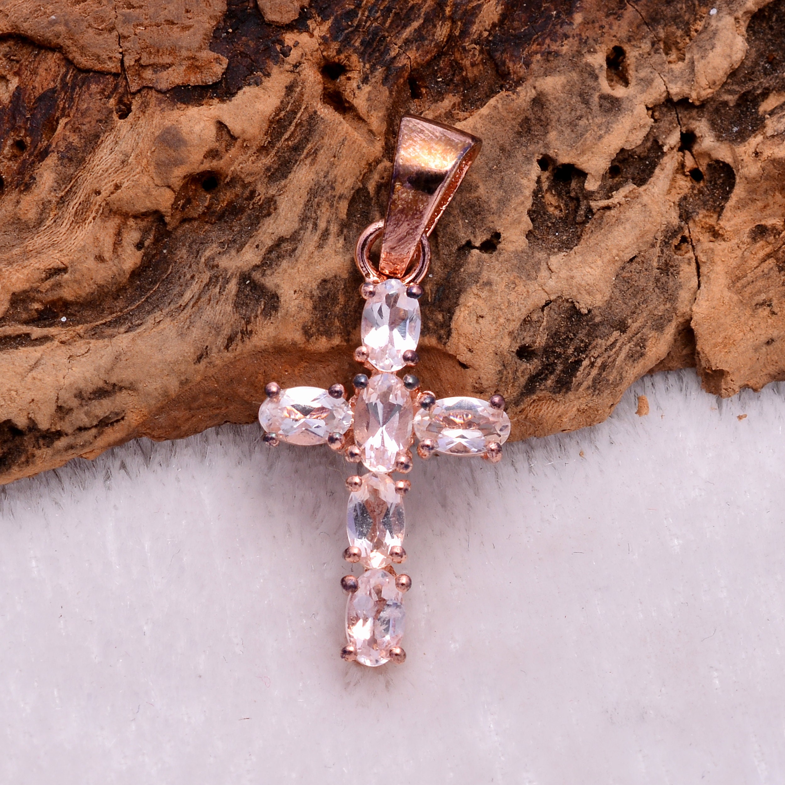 Morganite outlet cross necklace