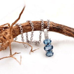 AAA+ Natural London Blue Topaz Sterling Silver Fancy Pendant ~ Natural Topaz Gemstone 925 Silver Pendant Necklace Handmade Jewelry ~ RK133