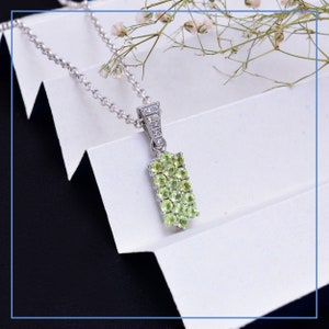AAA+ Natural Peridot Vertical Long Pendant ~ 925 Sterling Silver Pendant ~ Peridot Gemstone Handmade Pendant Necklace Gifts For Her~ RK130