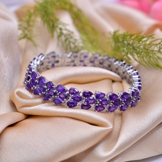 Bracciale Gioielli Argento Sterling 925 In Ametista Verde Fatto A Mano