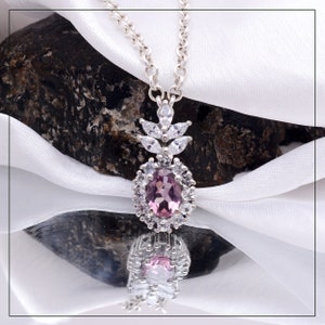AAA + Turmalina púrpura 925 Colgante en forma de piña de plata de ley ~ Turmalina natural Piedra preciosa Plata Collar hecho a mano Joyería fina