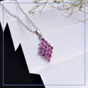 925 Sterling Silver Natural Rhodolite Garnet Fancy Pendant ~ Garnet Gemstone Silver Pendant Necklace ~ June Birthstone Jewelry Gifts ~ RO123