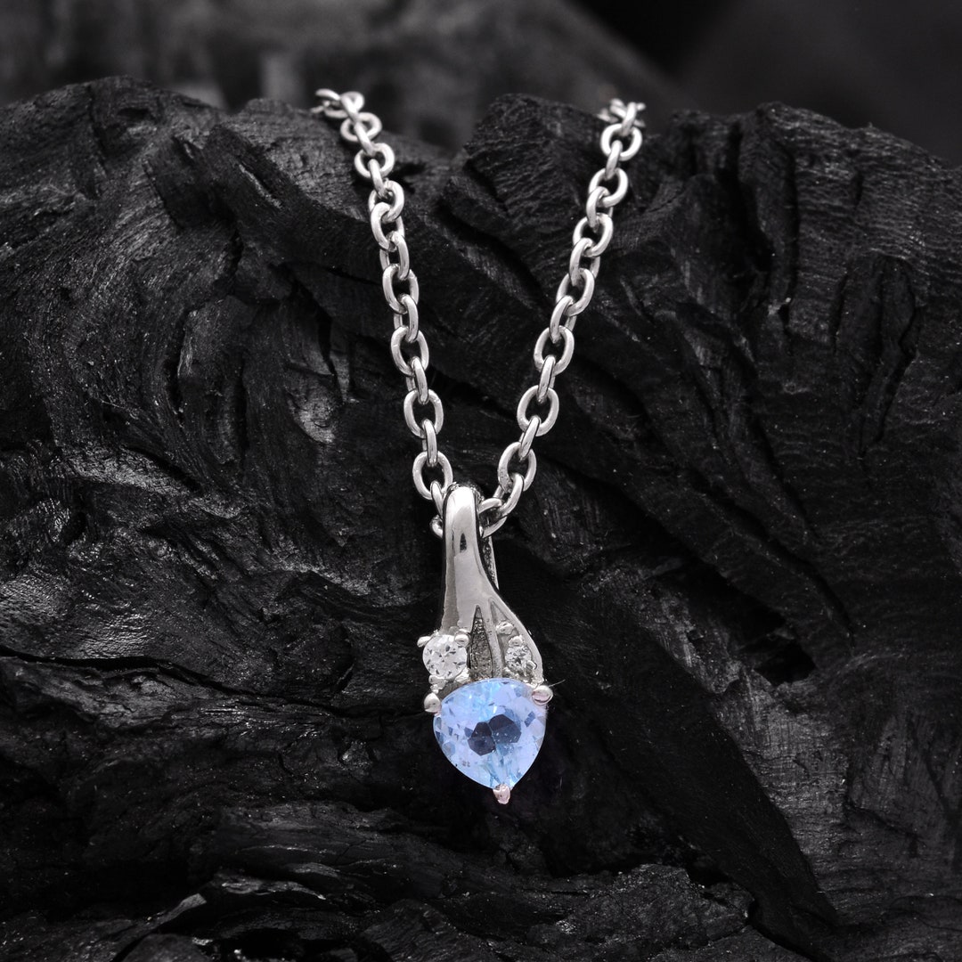 Natural Sky Blue Topaz 925 Sterling Silver November Birthstone Heart ...