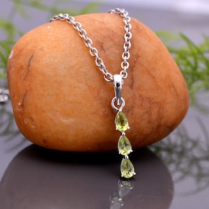 Sterling Silver Natural Peridot Pear Pendant ~ Natural Peridot Gemstone 925 Silver Pendant Handmade Necklace Jewelry Gift For Her ~ SR012