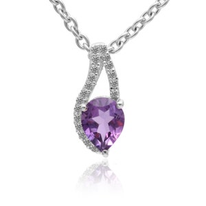 Natural Amethyst Necklace, Gemstone Sterling Silver Necklace, Pendant For Women, Multi Gemstone Necklace For Gift, Wedding Jewelry For Her