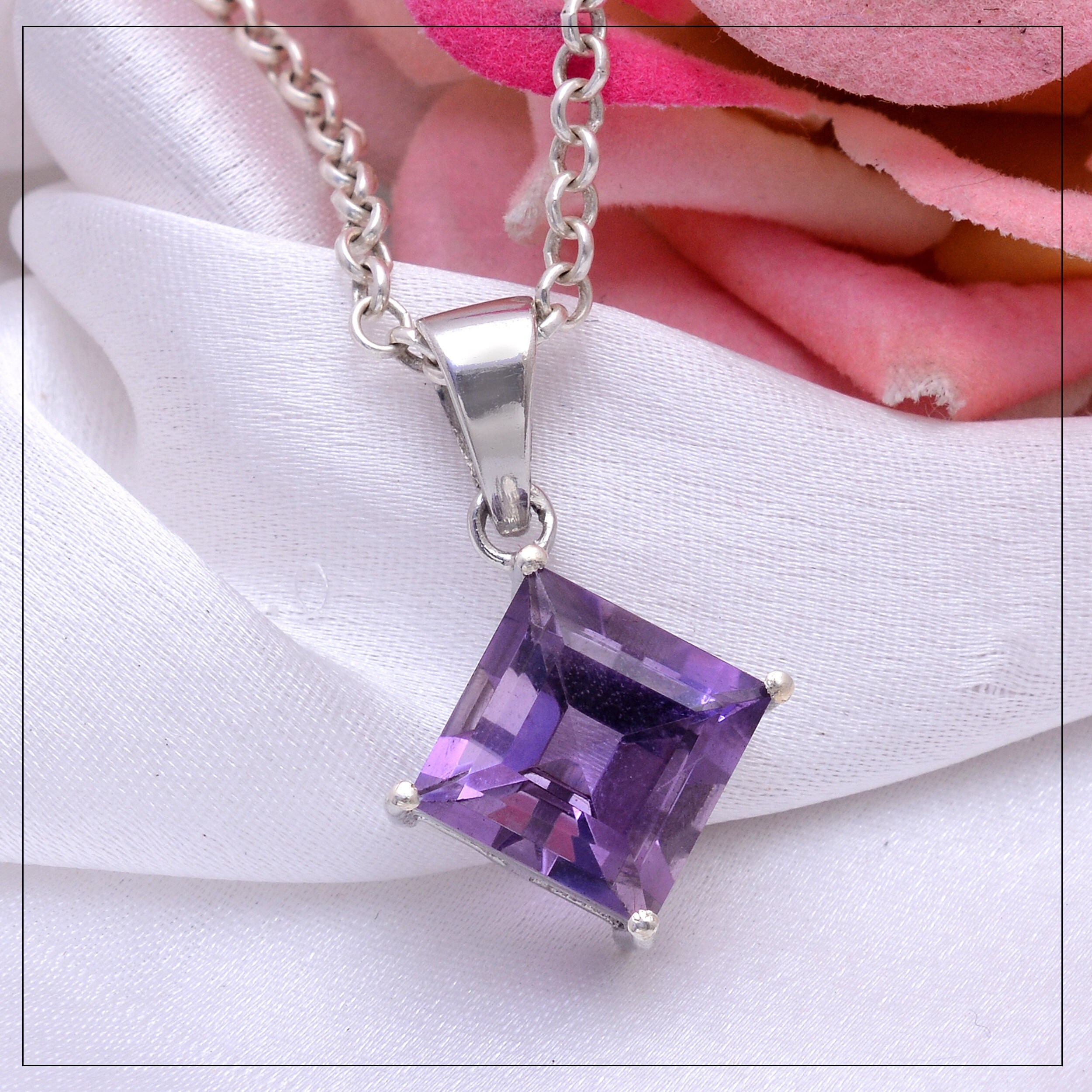 Square on sale stone pendant