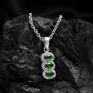 AAA+ Natural Chrome Diopside Sterling Silver Fancy Pendant ~ Exclusive Chrome Diopside 925 Silver Handmade Pendant Necklace Gift For Her