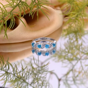 925 Sterling Silver Neon Apatite Ring ~ Gemstone Ring ~ Natural Apatite Fancy Ring ~ Boho Ring ~ Statement Ring ~ Valentine&#39;s Gift For Her