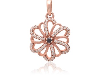 Collana Donna Argento 925 Con Ciondolo Rosa Rotonda E Zirconi 5A | YL | Gioiello Regalo Per Mamma E Fidanzata
