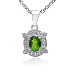 Natural Chrome Diopside Sterling Silver Gemstone Turtle Pendant ~ Diopside Gemstone 925 Silver Handmade Oval Pendant Gifts For Her ~ RB0083