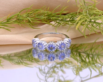925 Sterling Silver Tanzanite Ring ~ Natural Tanzanite Gemstone Fancy Ring ~ Promise Ring ~ Statement Ring ~ Dainty Handmade Ring For Women
