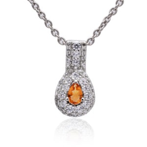 Sterling Silver Yellow Citrine Pear Drop Pendant ~Natural Citrine Gemstone 925 Silver Handmade Teardrop Pendant Necklace Gifts For Her~RL004
