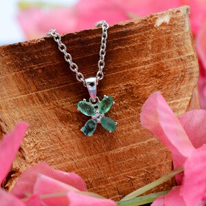 Natural Emerald Gemstone Sterling Silver Pendant ~ May Birthstone Emerald 925 Silver Fine Handmade Pendant Jewelry ~ Gifts For Her ~ SAG4093