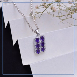 AAA+ Natural Amethyst Sterling Silver Pendant ~ February Birthstone Amethyst 925 Silver Fine Pendant Necklace Handmade Gift For Her ~ RK176