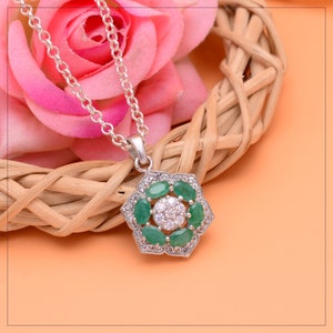 Green Emerald Hexagon Shape Pendant ~ Natural Emerald Pendant ~ 925 Sterling Silver ~ Handmade Necklace Pendant ~ Fine Silver Jewelry ~ESP23