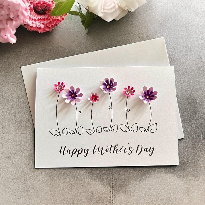3D Handmade Daisy Flowers Greeting Card – Custom Message Mothers Day ...