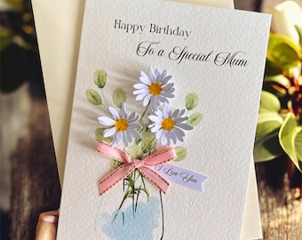 Personalised Daisy Birthday Card for Mum | 3D Handmade Special Keepsake Gift