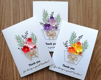 Thank you cards, Handcrafted cards, Gift Cards, Graduation Cards, Floral Cards, Cards for teachers, cards for friends