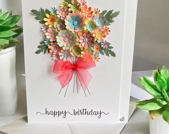 Personalised 3D Floral Birthday Card for Her | Handmade Pastel Keepsake Gift