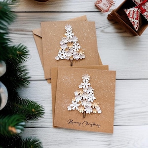 Handmade 3D Christmas Cards, Rustic Seasonal Greetings Handcrafted card with envelope