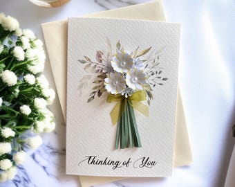 Thinking of You Card, Handmade 3D Floral Personalised Keepsake Gift for Her