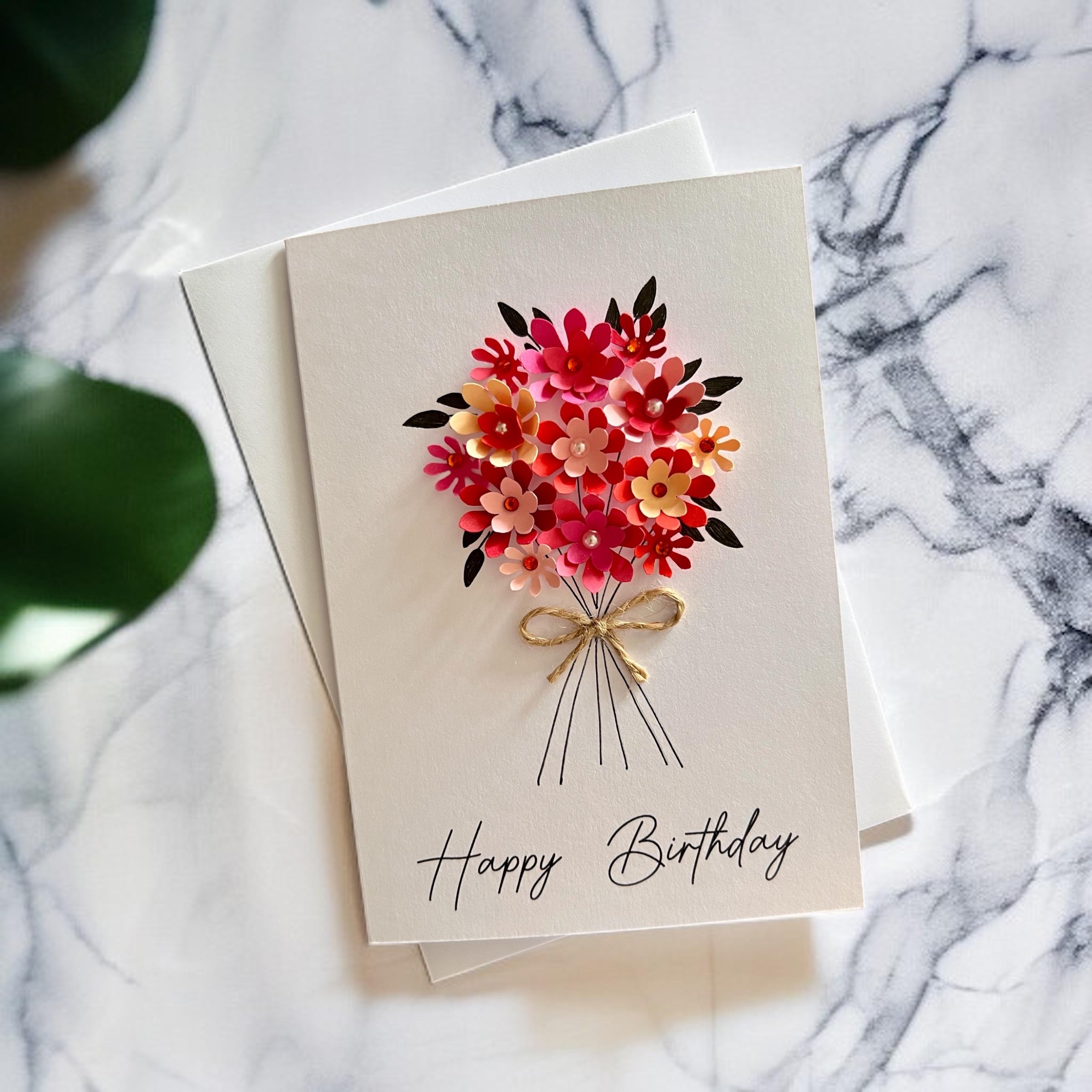 Hierein Pop Up Card Birthday For Women, 3D Paper Red Rose Flower - View #2