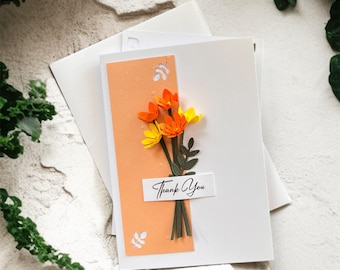 Thank You Card for Friend, Handmade 3D Floral Personalised Keepsake Gift