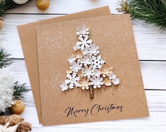 Personalised 3D Christmas Card, Handmade Floral Tree Keepsake Greeting Card