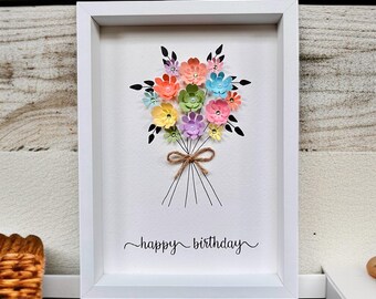 Personalised Floral Framed Card, Keepsake Birthday Gift, Wedding Anniversary, Home Decor