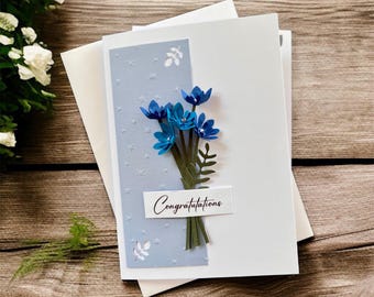 Congratulations Card, Handmade 3D Floral Personalised Keepsake Gift for Her