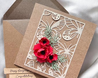 Personalised 3D Floral Birthday Card | Handmade Paper Flower Keepsake Gift