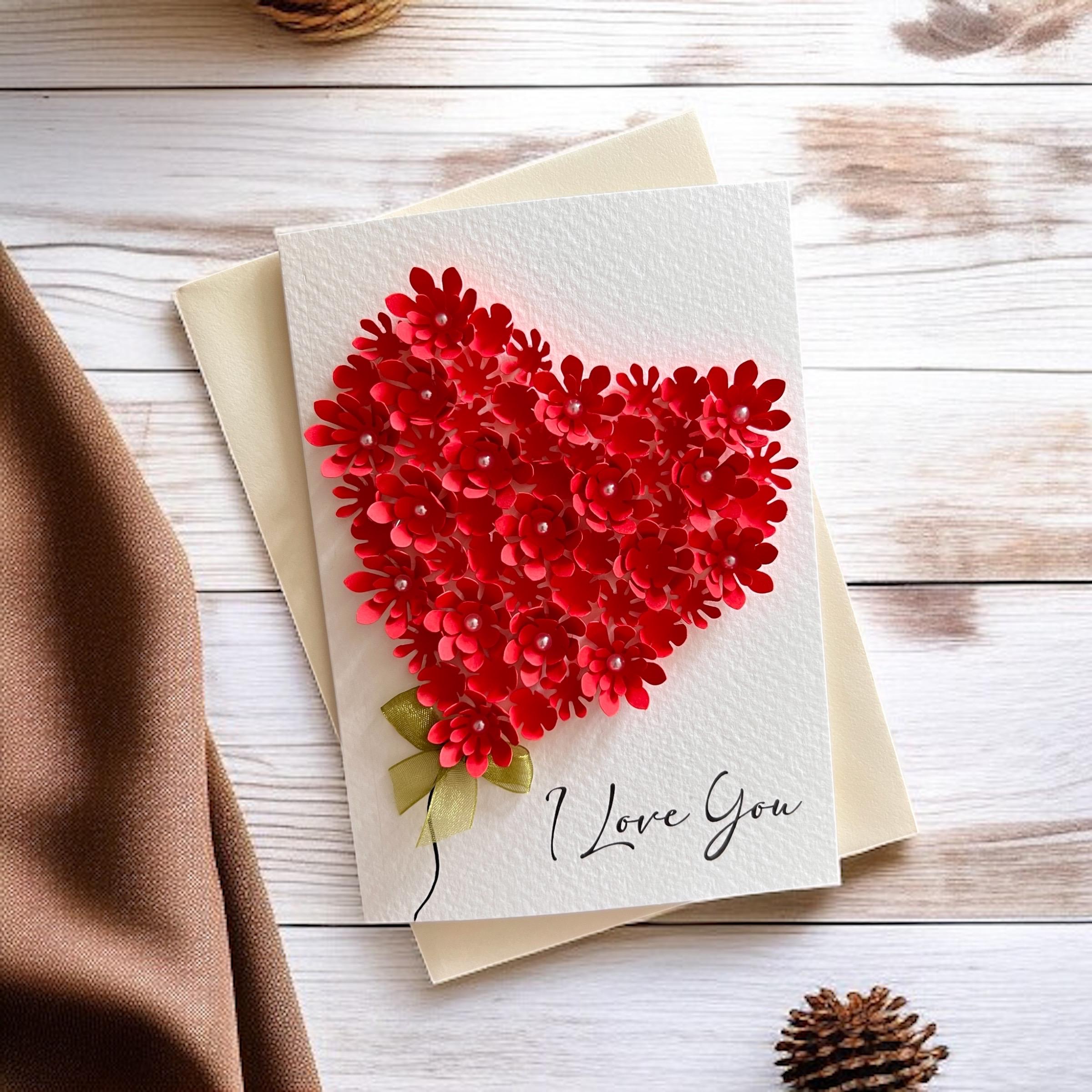 3D Floral Heart Greeting Card: Handmade Anniversary Cards - Etsy UK