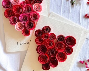 Romantic Quilled Heart Greeting Card, Anniversary or Valentine's Keepsake Gift, Personalised Present for Partner