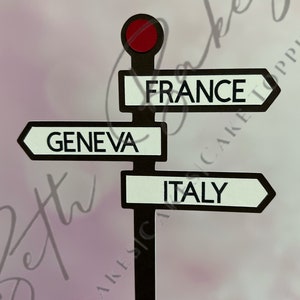 Custom Sign Post Location Cake Topper various number of locations available 3