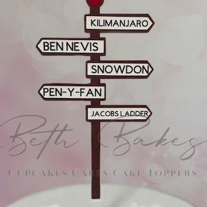 Custom Sign Post Location Cake Topper various number of locations available 5