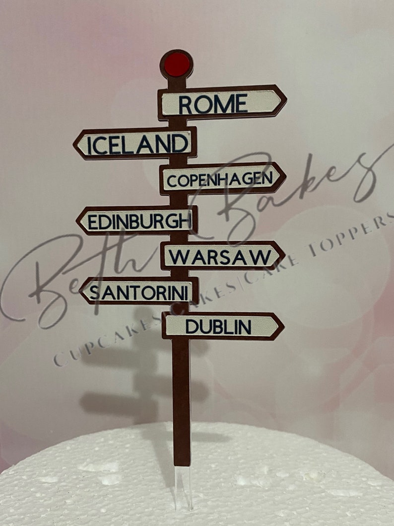 Custom Sign Post Location Cake Topper various number of locations available 7