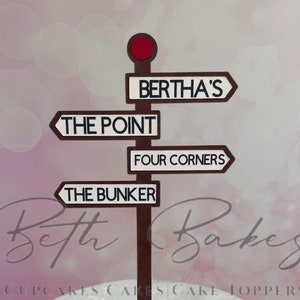 Custom Sign Post Location Cake Topper various number of locations available 4