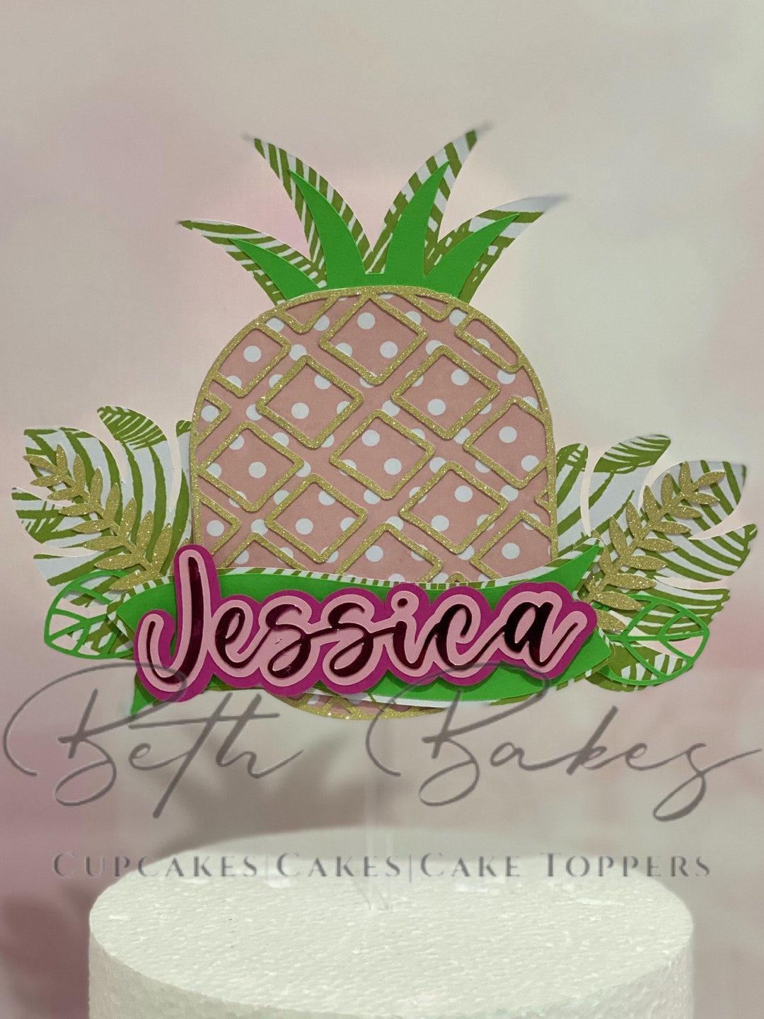 Topper de pastel tropical de piña personalizado - Etsy España