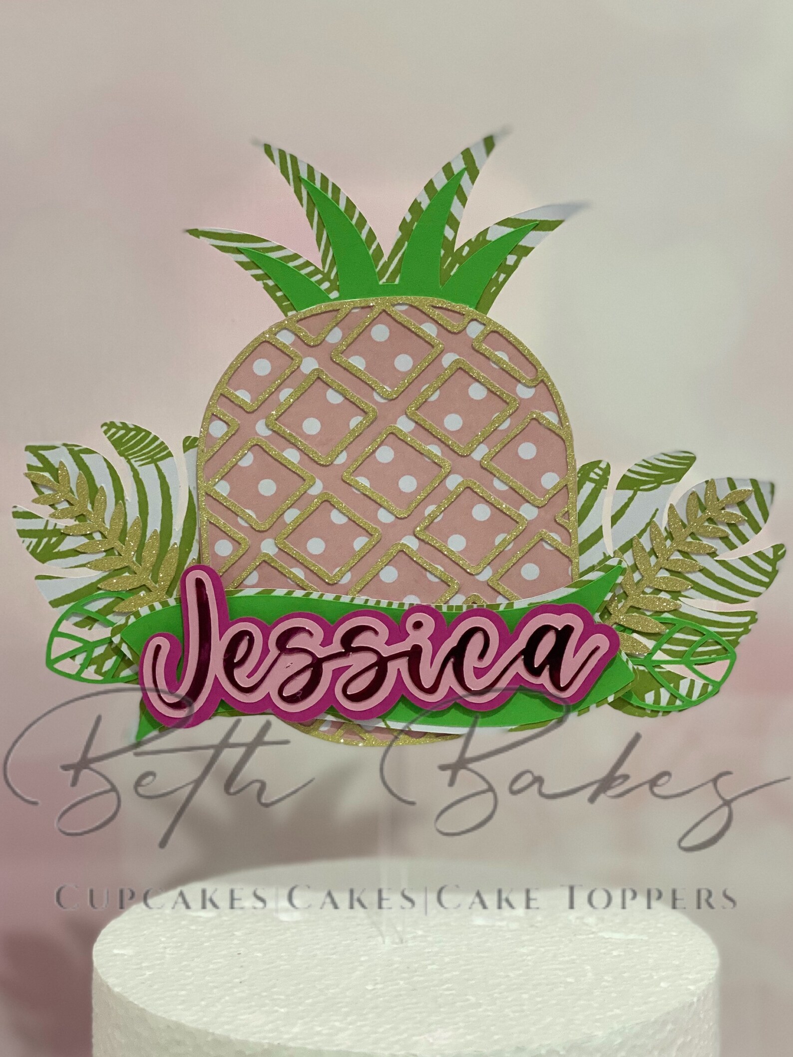 Topper de pastel tropical de piña personalizado - Etsy España