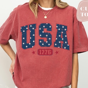 chemise USA vintage, chemise couleurs confort USA, chemise 4 juillet, gros t-shirt États-Unis, t-shirt rétro drapeau des États-Unis, chemise patriotique, t-shirt jour de l'indépendance