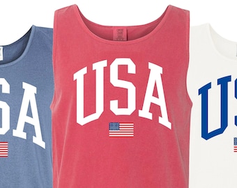 USA Flag Comfort Colors Top, Comfort Colors Tank Top, 4th Of July Tank Top, USA Flag Shirt, Big USA Top, Comfort Colors Usa Top, Usa Flag