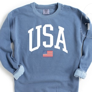 Comfort Colors USA Flag Sweatshirt, USA Flag Sweatshirt, United States of America Sweatshirt, Big USA Comfort Colors Sweatshirt, 4th of July