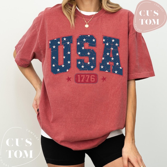 Vintage USA Shirt, USA Comfort Colors Shirt, 4th of July Shirt, Big USA Tshirt, Retro Usa Flag Tee, Patriotic Shirt, Independence Day Tee
