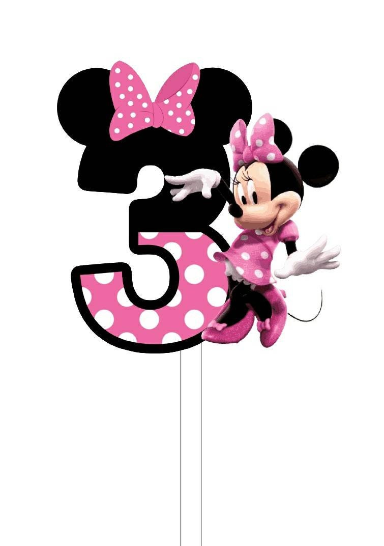 Printable MINNIE MOUSE Pink Birthday Cake Toppers. Party -  Portugal