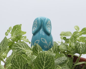 Small decorative ceramic rabbit to plant - Turquoise