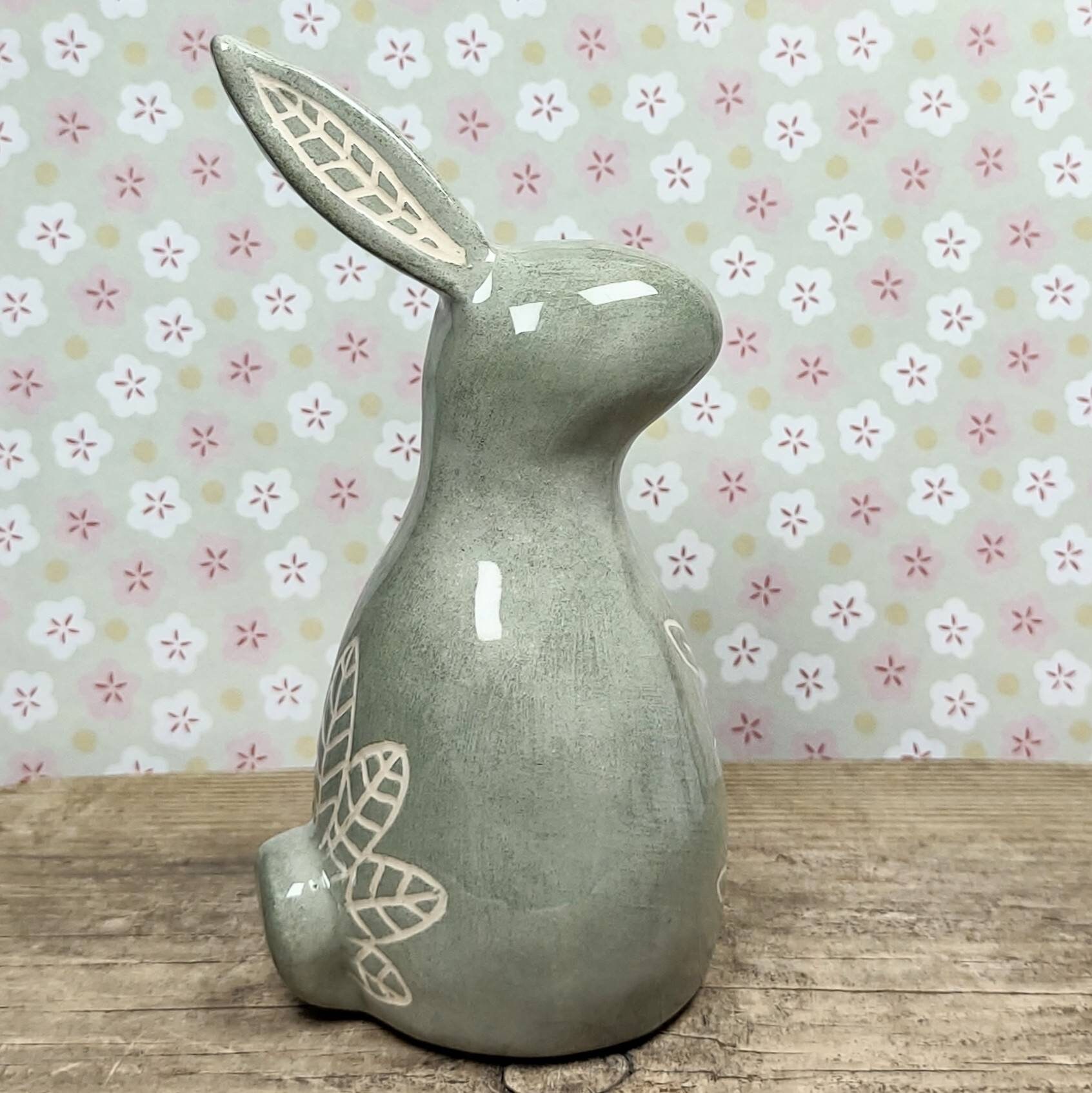 Lapin en Faïence 9, 5 cm | 12 avec Les Oreilles - Vert