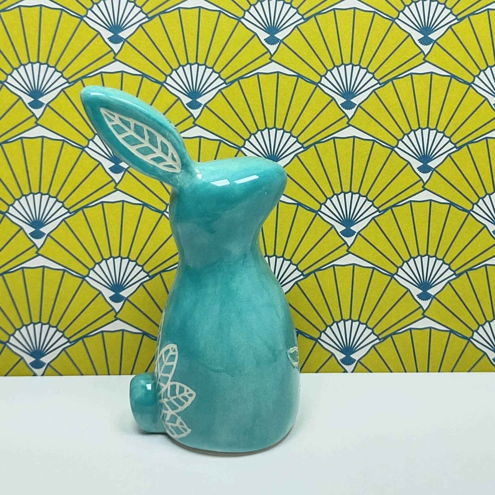 Petit Lapin de Pâques en Faïence 6, 5 cm - Turquoise