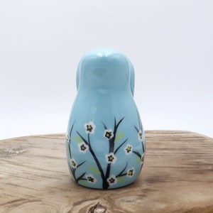 Earthenware rabbit 9 cm Blue with flowers image 4