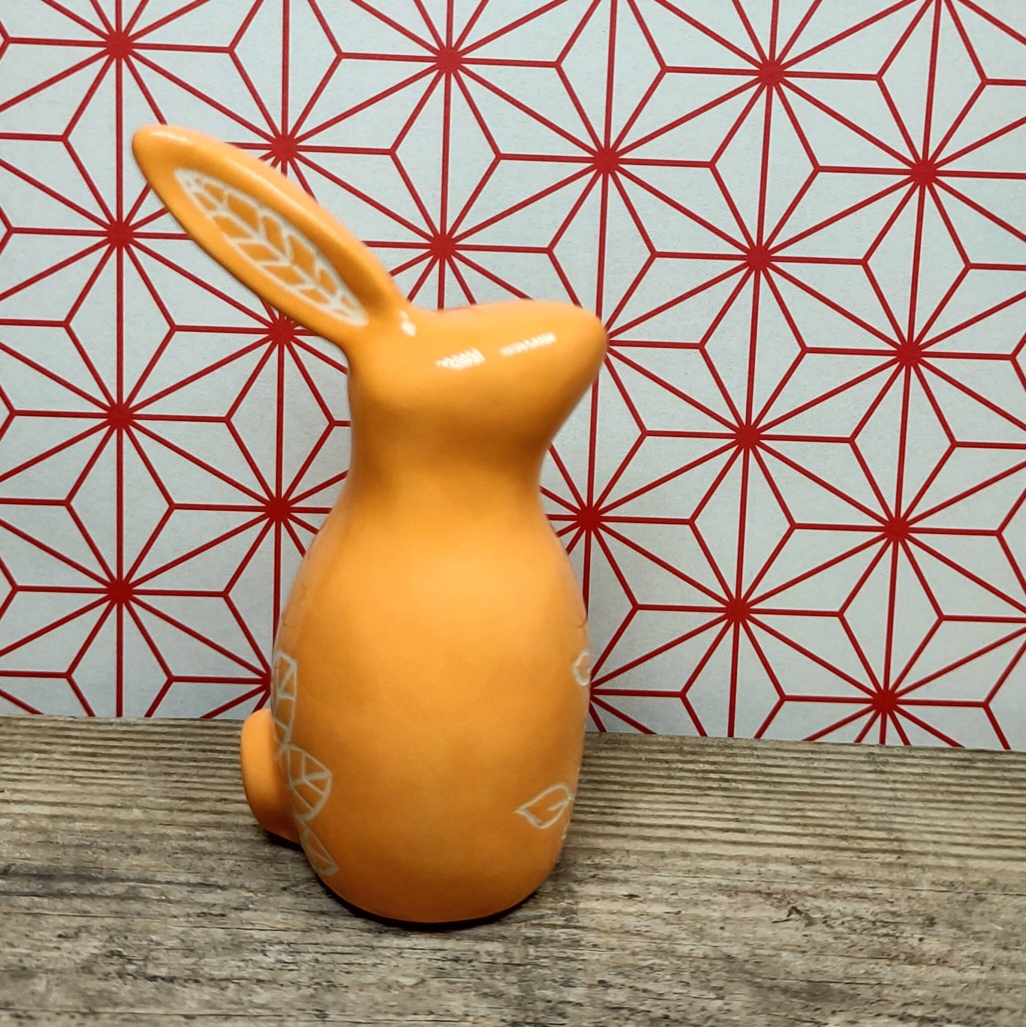 Petit Lapin de Pâques en Faïence 6, 5 cm - Orange